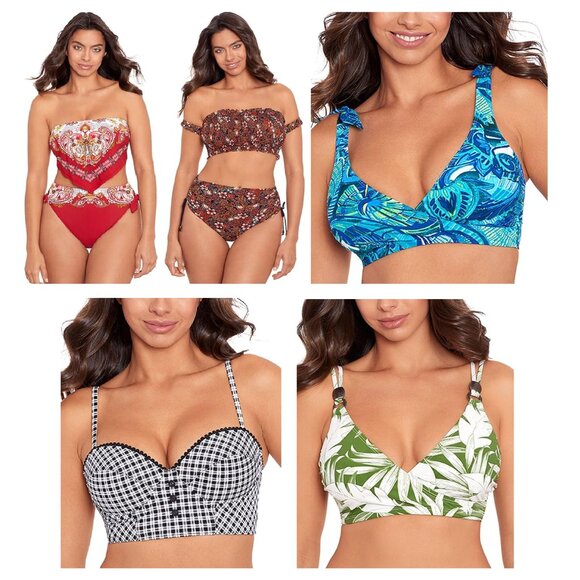 NWT Skinnydippers Womens Bandeau Halter Scarf Bikini Tops Size S-XL $100 12HL882 - Picture 1 of 6